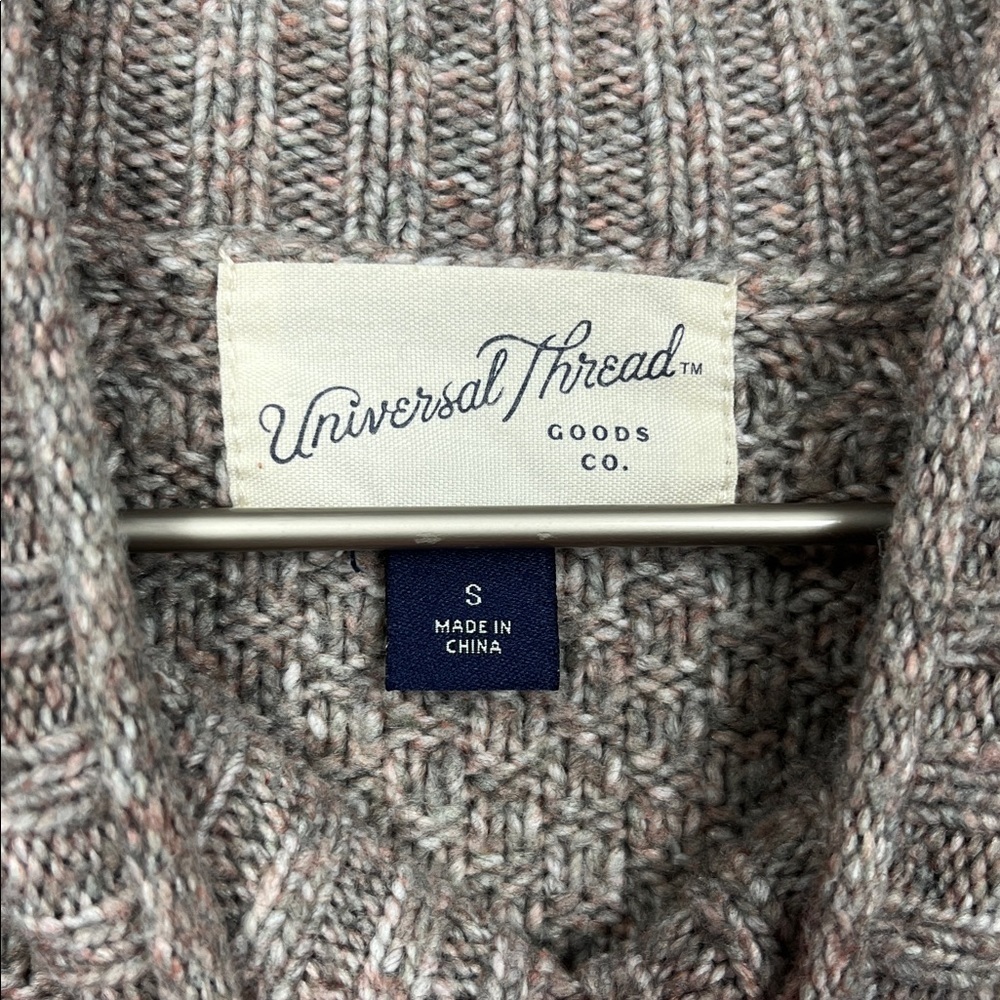 Universal Thread Womens Sweater Dress S Brown Gray Heather Mock T Cable Knit EUC - Picture 2 of 13